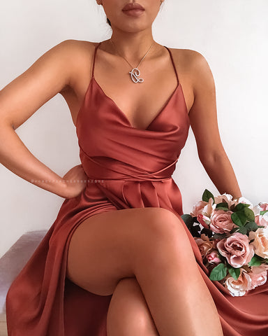 Dinah Midi Dress - Dark Rose