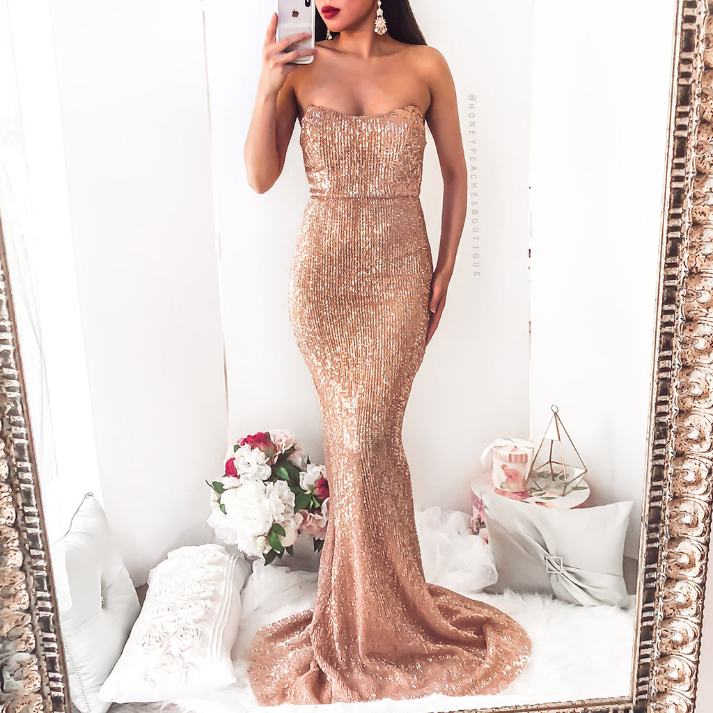 Is This Love Sequin Maxi Dress - Rose Gold