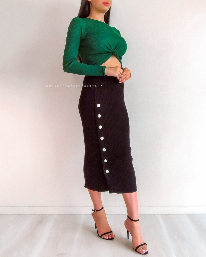 Harper Knit Midi Skirt - Black