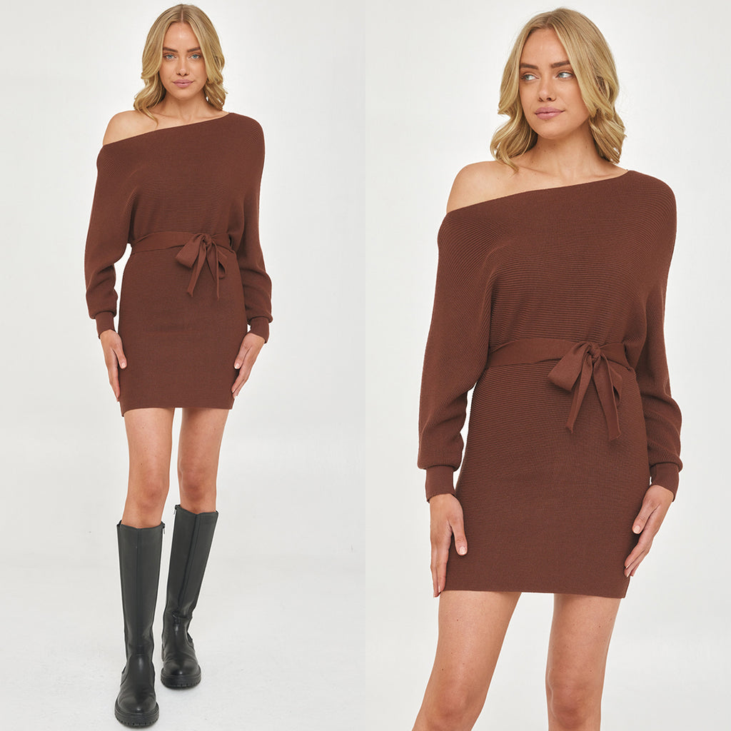 Millie Knit Mini Dress - Mocha