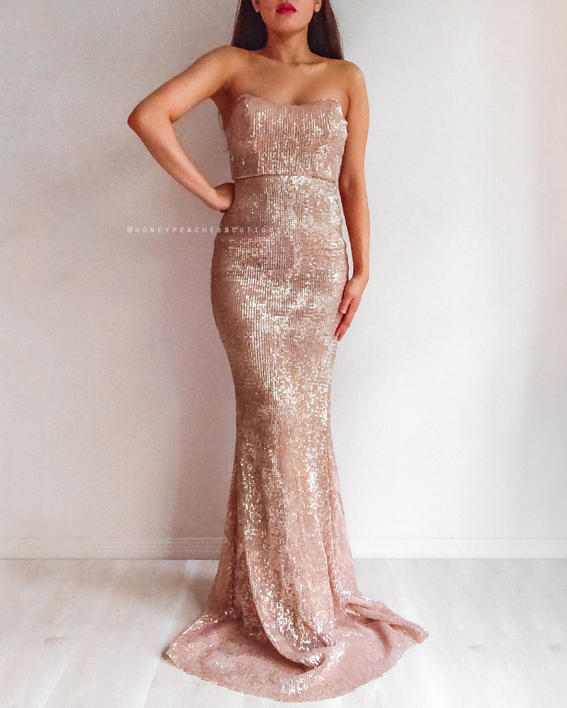 Is This Love Sequin Maxi Dress - Rose Gold