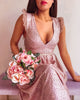 Abigail Glitter Maxi Dress - Rose Gold