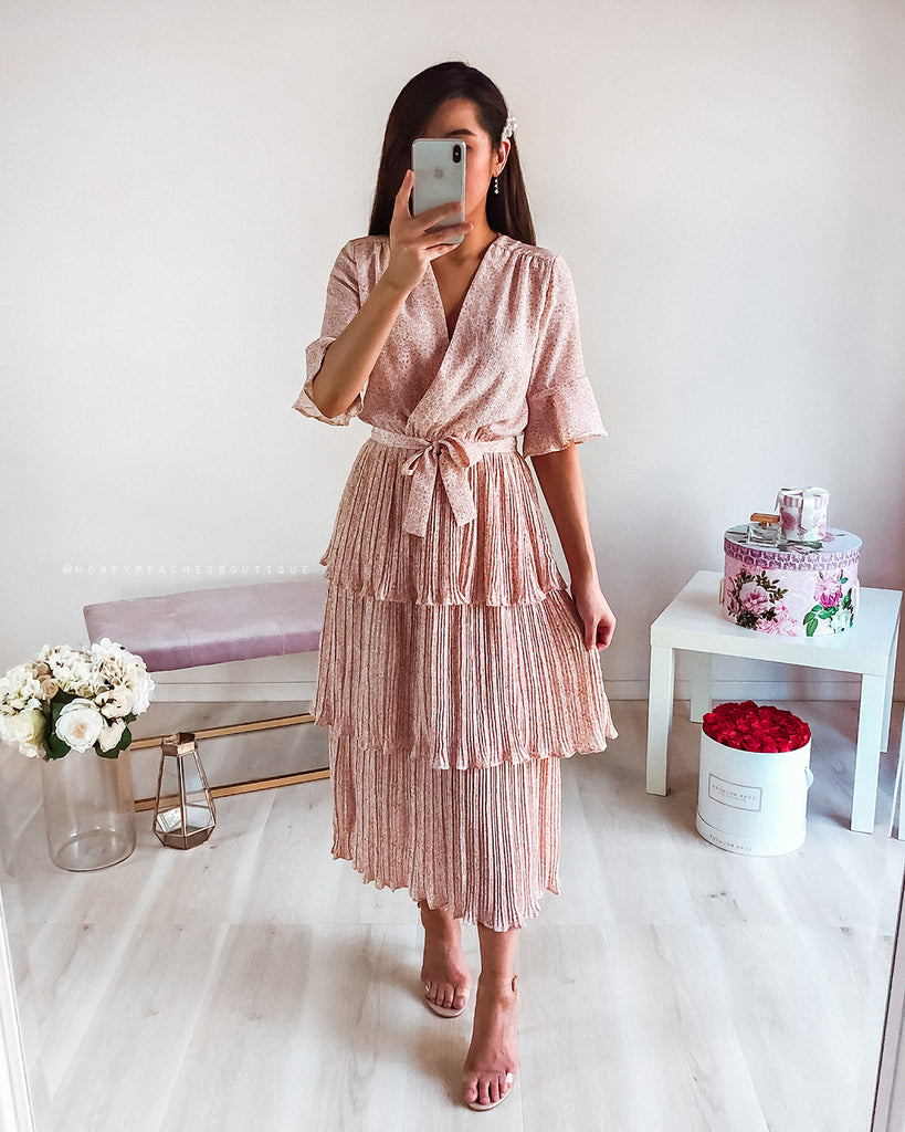 Claire Midi Dress - Blush Print