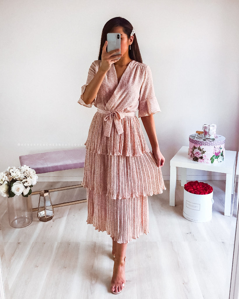 Claire Midi Dress - Blush Print