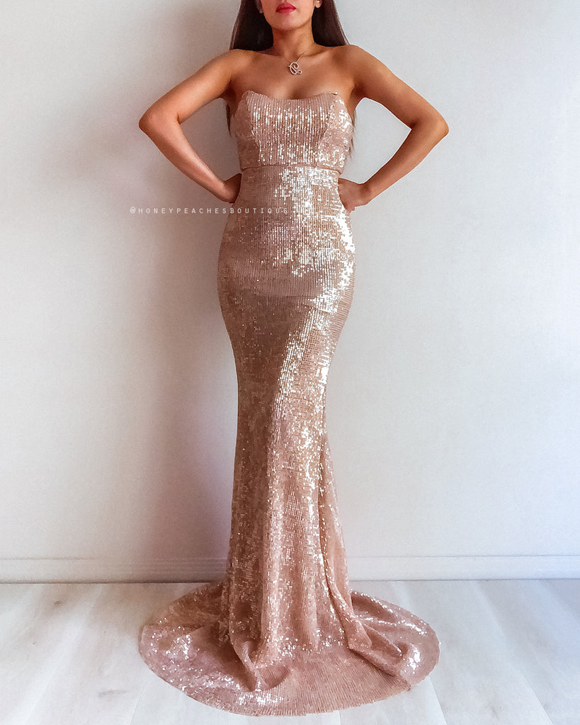 Is This Love Sequin Maxi Dress - Rose Gold
