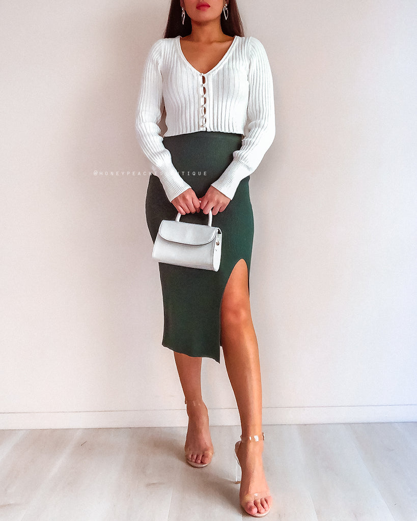 Janet Knit Midi Skirt - Green