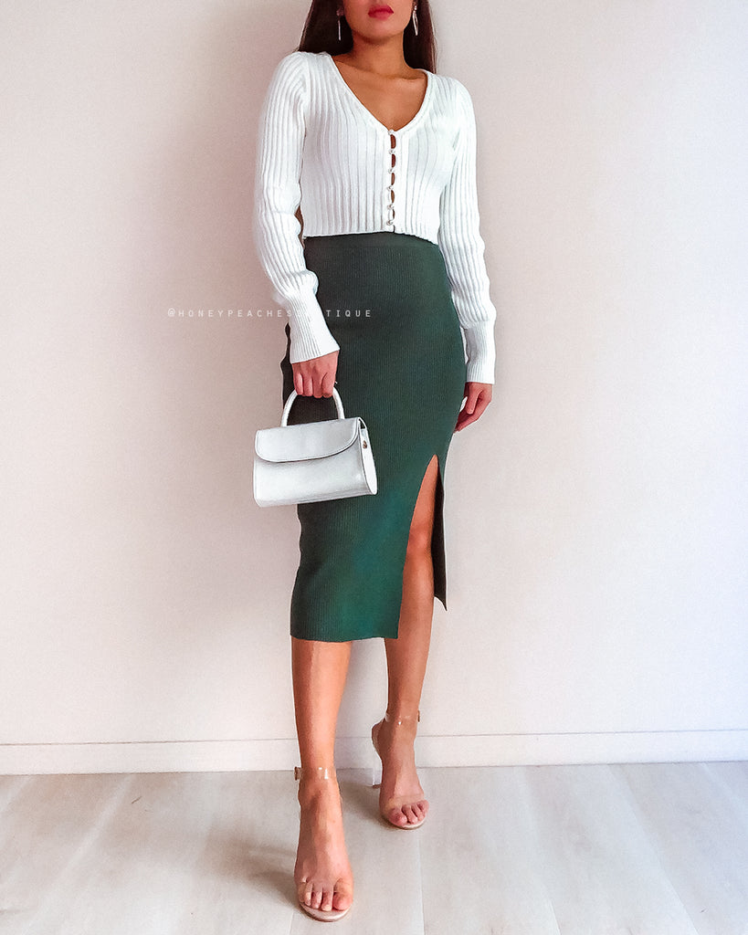 Janet Knit Midi Skirt - Green