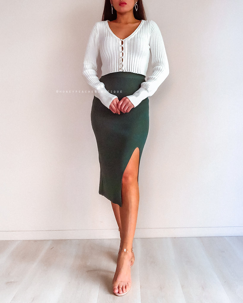 Janet Knit Midi Skirt - Green