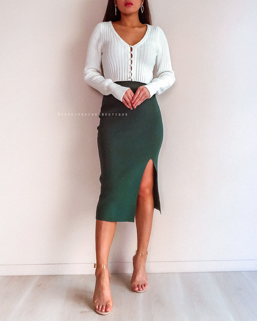 Janet Knit Midi Skirt - Green