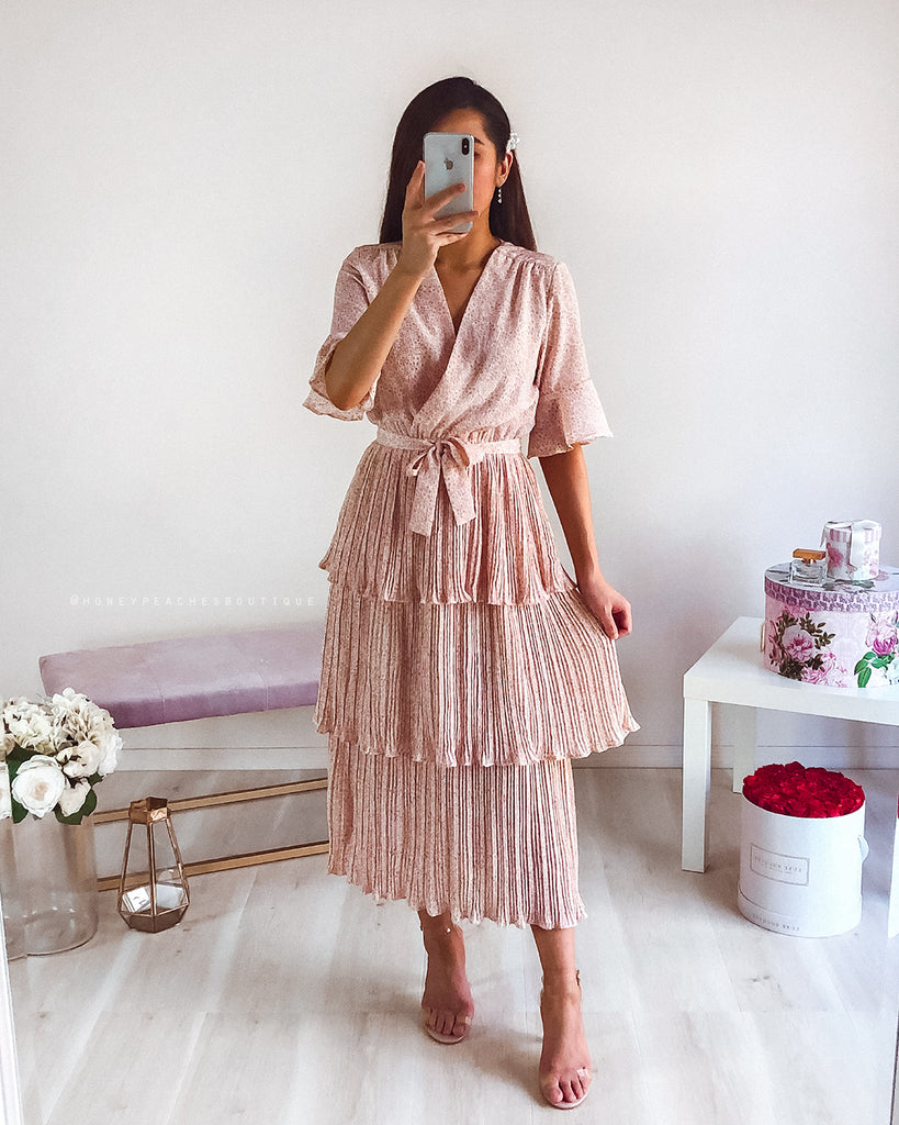 Claire Midi Dress - Blush Print