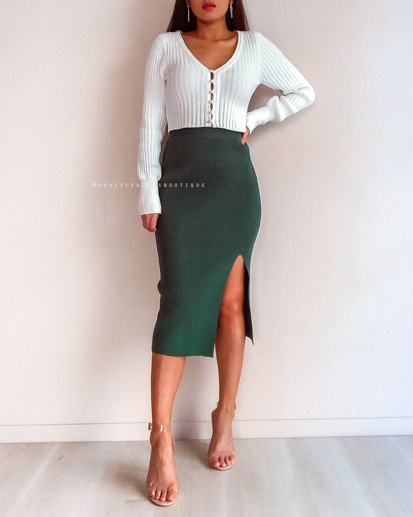 Janet Knit Midi Skirt - Green