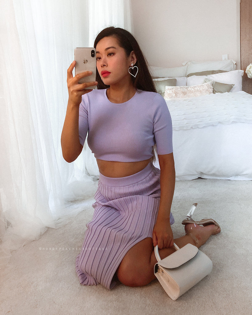 Sienna Knit Midi Skirt - Lilac