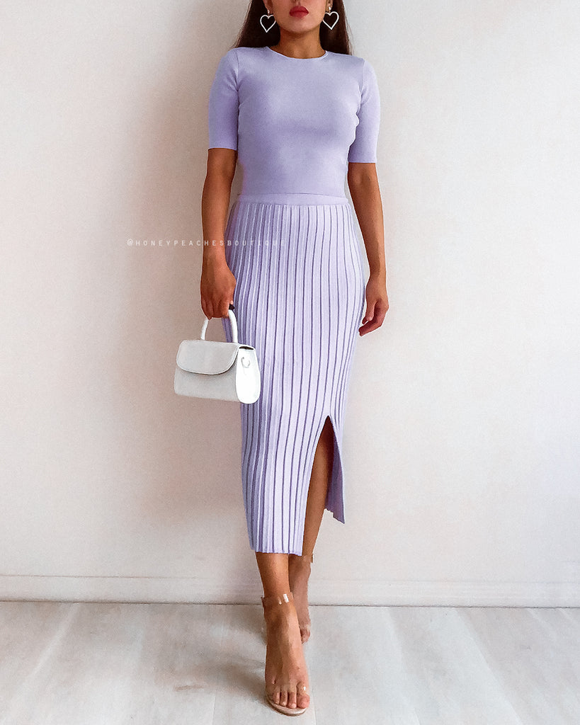 Sienna Knit Midi Skirt - Lilac