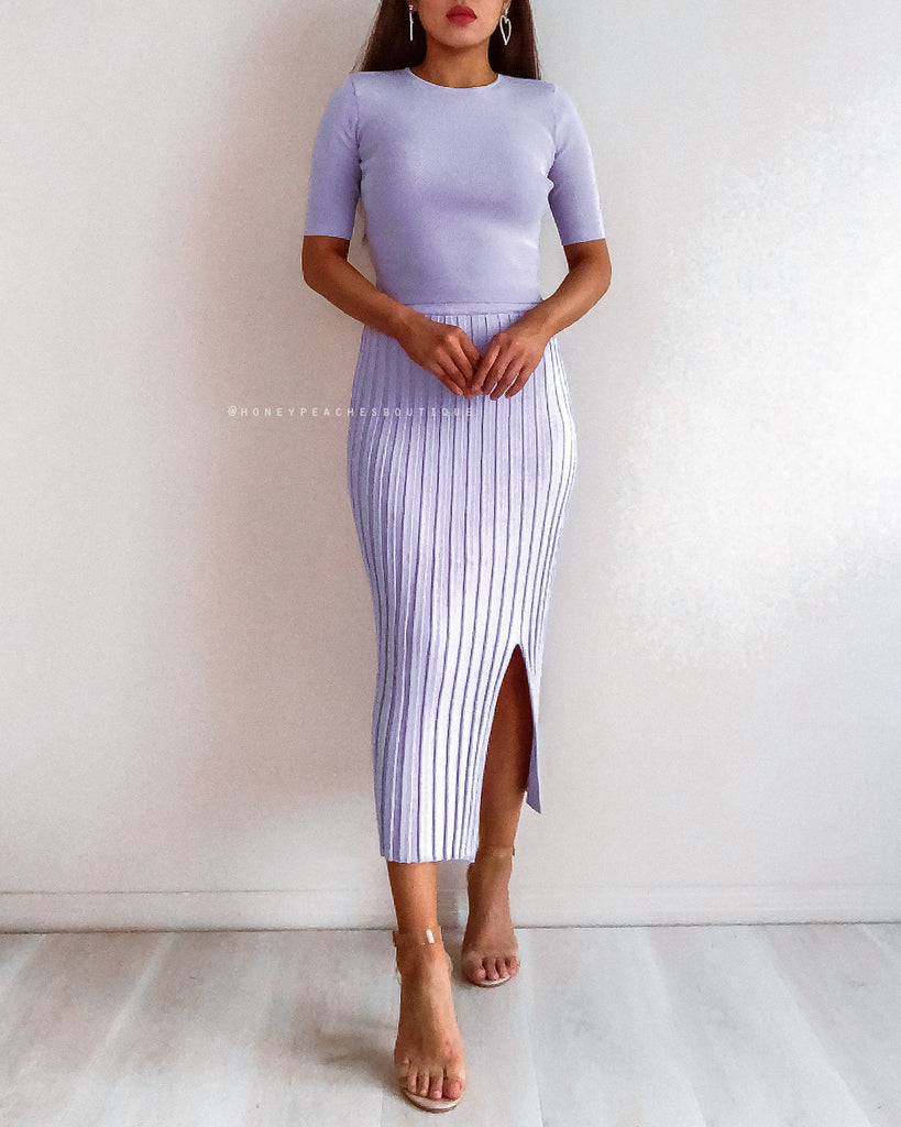 Sienna Knit Midi Skirt - Lilac