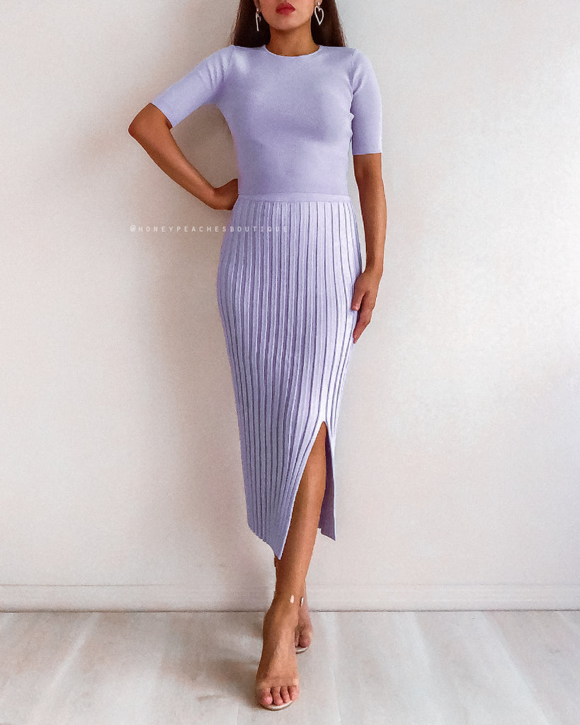 Sienna Knit Midi Skirt - Lilac