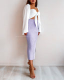 Sienna Knit Midi Skirt - Lilac