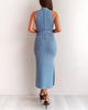 Sadie Knit Midi Dress - Blue