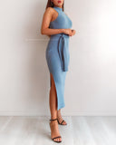 Sadie Knit Midi Dress - Blue