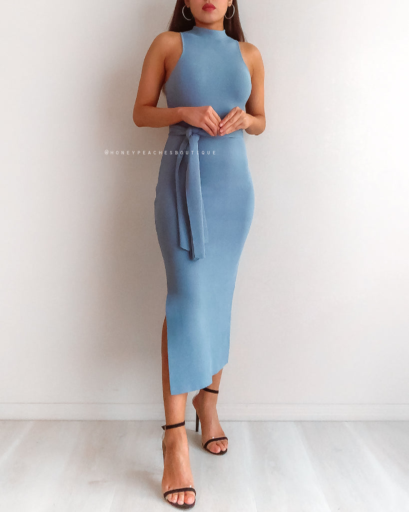 Sadie Knit Midi Dress - Blue