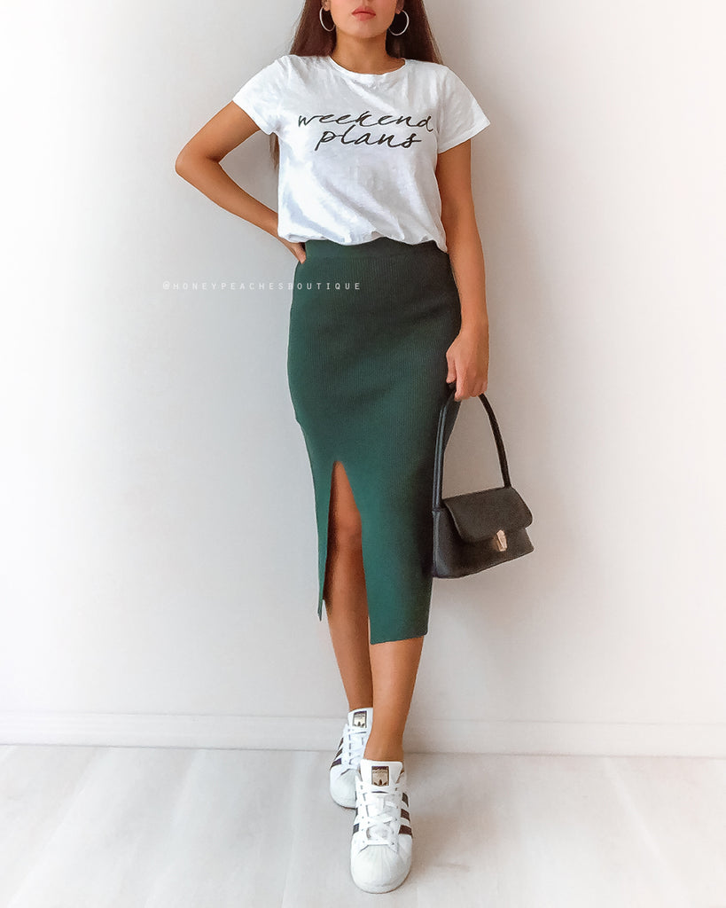 Janet Knit Midi Skirt - Green