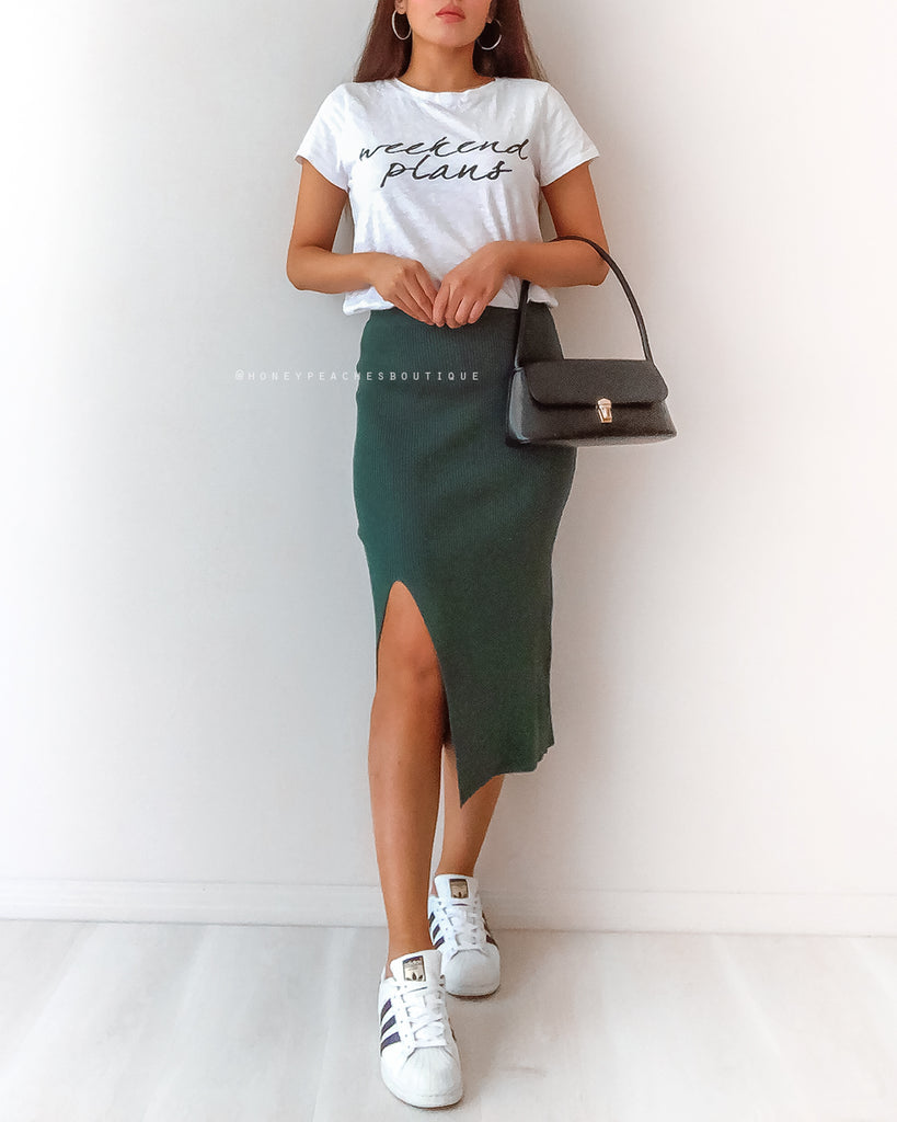 Janet Knit Midi Skirt - Green