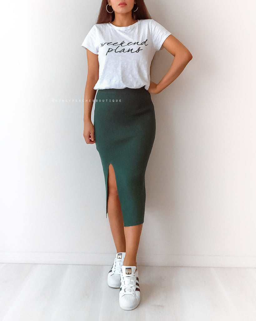 Janet Knit Midi Skirt - Green