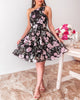 Addison One Shoulder Dress - Black Floral