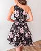 Addison One Shoulder Dress - Black Floral