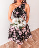 Addison One Shoulder Dress - Black Floral