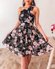 Addison One Shoulder Dress - Black Floral