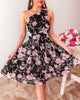 Addison One Shoulder Dress - Black Floral