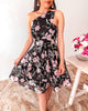 Addison One Shoulder Dress - Black Floral