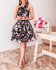 Addison One Shoulder Dress - Black Floral