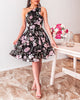 Addison One Shoulder Dress - Black Floral
