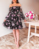 Addison Flared Sleeve Dress - Black Floral