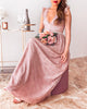 Abigail Glitter Maxi Dress - Rose Gold