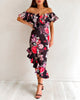 Alessandra Midi Dress - Black Floral