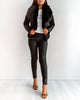 Bessy Fur Biker Jacket - Black