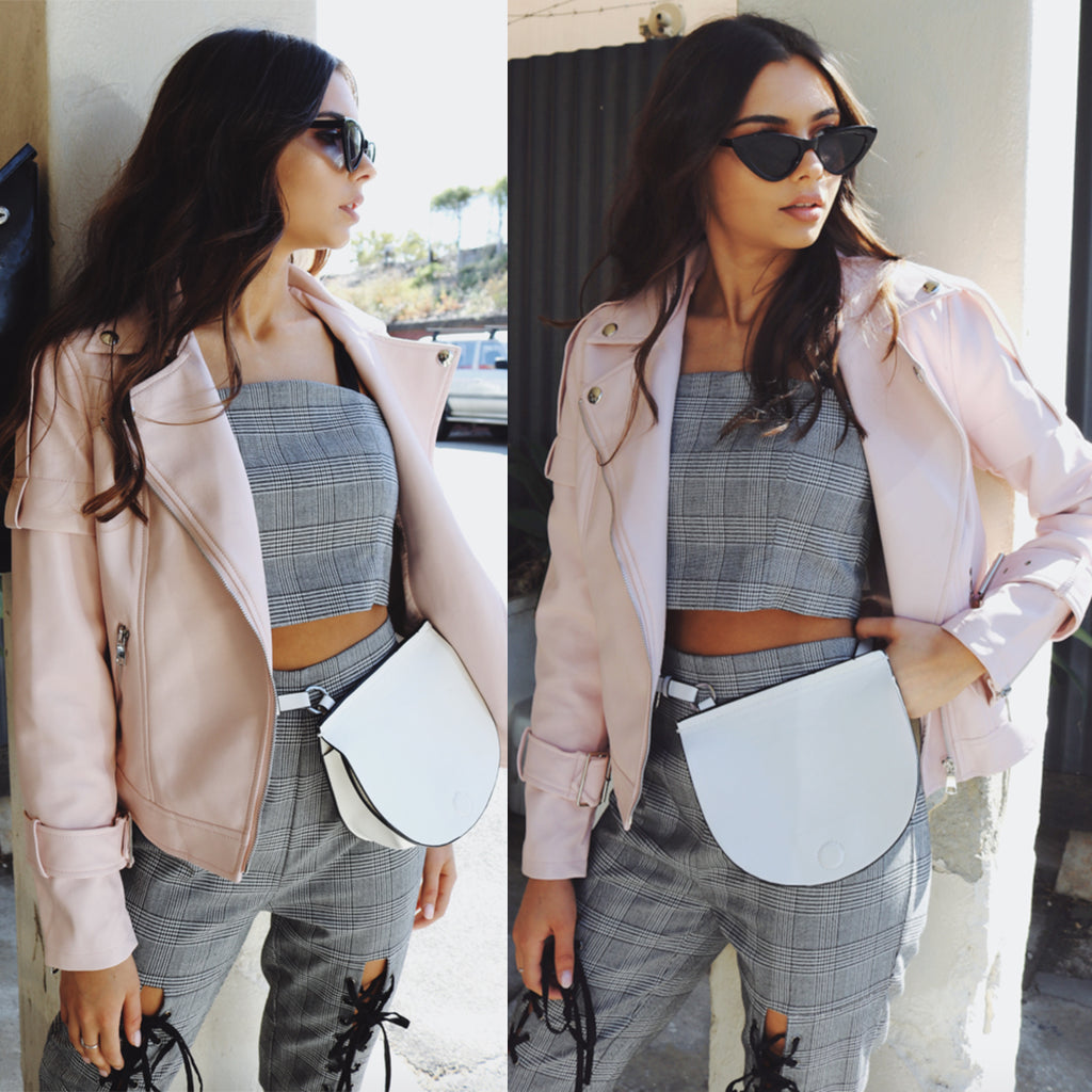 Aria Biker Jacket - Pink