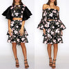 Addison Ruffle Skirt - Black Floral