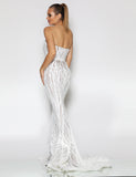 Allegra Strapless Sequin Gown by Jadore - Ivory/Nude