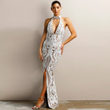 Aphrodite Sequin Gown by Jadore - Ivory/Nude