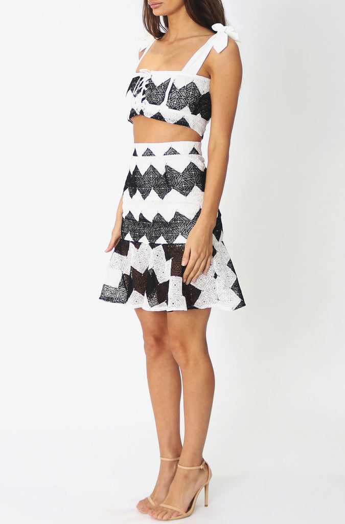 Antoinette Lace Skirt - Black/White