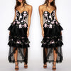 Miranda Frill Layered Skirt - Black Floral