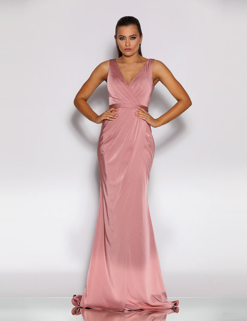 Giana Drape Gown by Jadore - Antique Pink