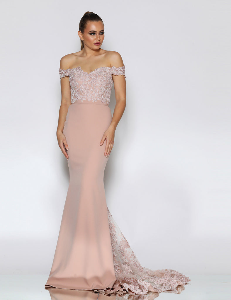 Isadora Lace Gown by Jadore - Latte