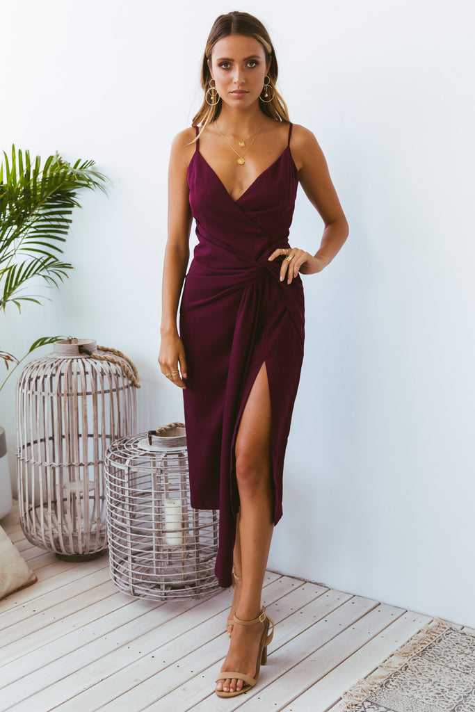 Natasha Midi Dress - Plum