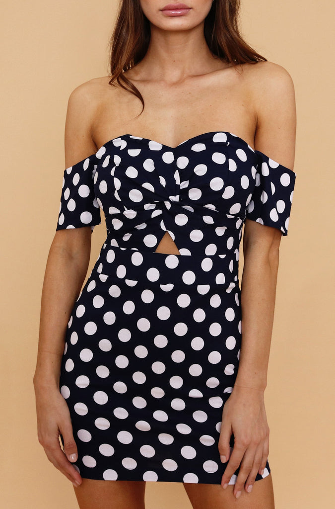 Noah Dress - Dark Navy Polka Dot