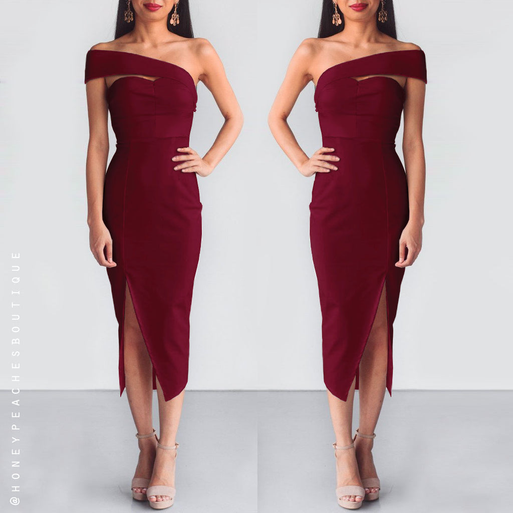 Secret Haven Multi Way Midi Dress - Maroon