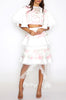 Miranda Frill Layered Skirt - White Floral